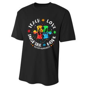 Autism Awareness Teach Hope Love Inspire Performance Sprint T-Shirt