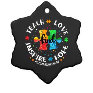 Autism Awareness Teach Hope Love Inspire Ceramic Star Ornament