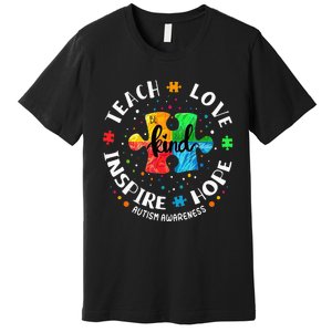 Autism Awareness Teach Hope Love Inspire Premium T-Shirt