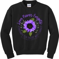 Alzheimer Awareness Tee For Men And Women Purple Sunflower Kids Sweatshirt