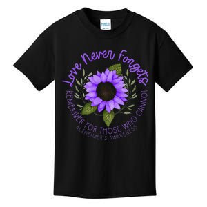 Alzheimer Awareness Tee For Men And Women Purple Sunflower Kids T-Shirt