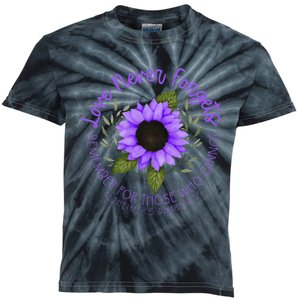 Alzheimer Awareness Tee For Men And Women Purple Sunflower Kids Tie-Dye T-Shirt