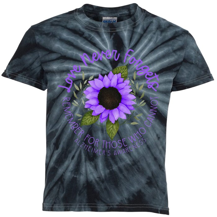 Alzheimer Awareness Tee For Men And Women Purple Sunflower Kids Tie-Dye T-Shirt