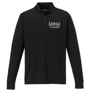 Autism Awareness Tee Mom Life For Autism Mom Performance Long Sleeve Polo