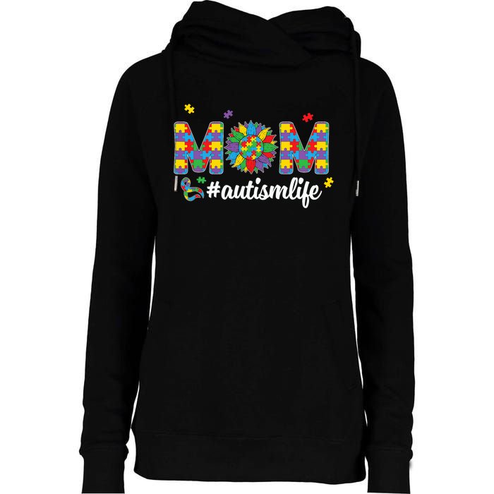 Autism Awareness Tee Mom Life For Autism Mom Womens Funnel Neck Pullover Hood