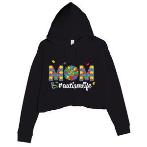 Autism Awareness Tee Mom Life For Autism Mom Crop Fleece Hoodie