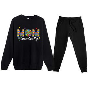 Autism Awareness Tee Mom Life For Autism Mom Premium Crewneck Sweatsuit Set