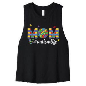 Autism Awareness Tee Mom Life For Autism Mom Women's Racerback Cropped Tank