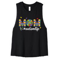 Autism Awareness Tee Mom Life For Autism Mom Women's Racerback Cropped Tank