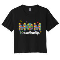 Autism Awareness Tee Mom Life For Autism Mom Women's Crop Top Tee