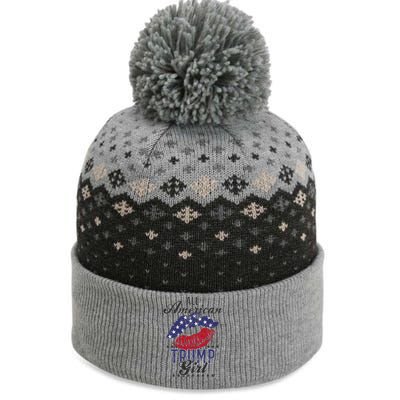 All American Trump Girl Usa Flag Lips Gop Vote 2024 The Baniff Cuffed Pom Beanie