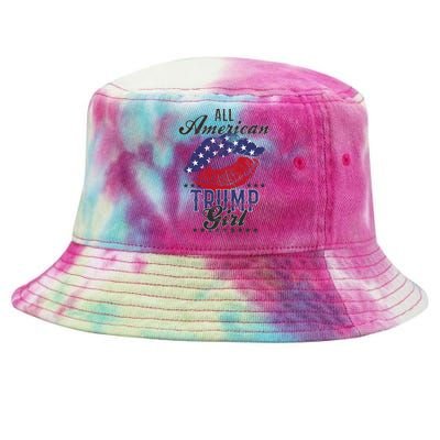 All American Trump Girl Usa Flag Lips Gop Vote 2024 Tie-Dyed Bucket Hat