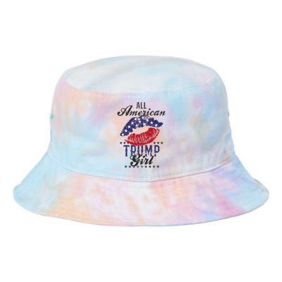 All American Trump Girl Usa Flag Lips Gop Vote 2024 Tie Dye Newport Bucket Hat