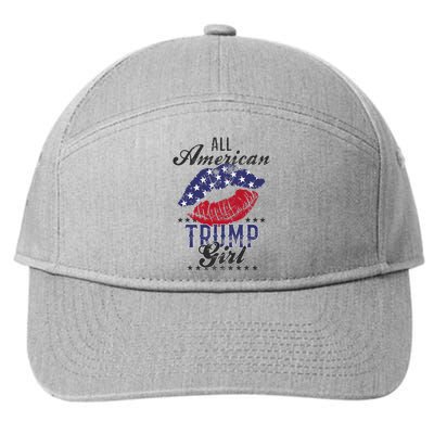 All American Trump Girl Usa Flag Lips Gop Vote 2024 7-Panel Snapback Hat