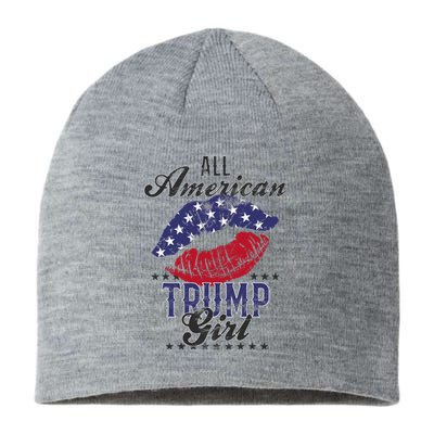 All American Trump Girl Usa Flag Lips Gop Vote 2024 Sustainable Beanie