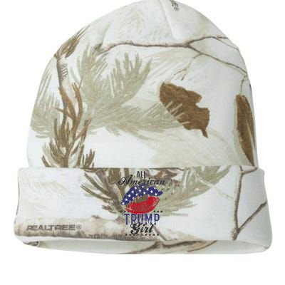 All American Trump Girl Usa Flag Lips Gop Vote 2024 Kati Licensed 12" Camo Beanie