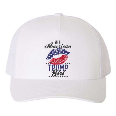 All American Trump Girl Usa Flag Lips Gop Vote 2024 Yupoong Adult 5-Panel Trucker Hat