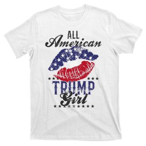 All American Trump Girl Usa Flag Lips Gop Vote 2024 T-Shirt