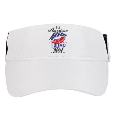 All American Trump Girl Usa Flag Lips Gop Vote 2024 Adult Drive Performance Visor