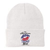 All American Trump Girl Usa Flag Lips Gop Vote 2024 Knit Cap Winter Beanie