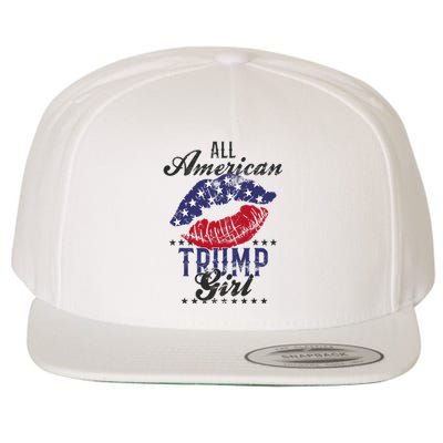 All American Trump Girl Usa Flag Lips Gop Vote 2024 Wool Snapback Cap