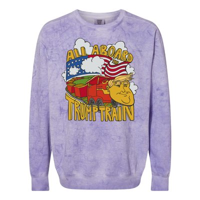 All Aboard Trump Train Colorblast Crewneck Sweatshirt