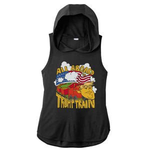 All Aboard Trump Train Ladies PosiCharge Tri-Blend Wicking Draft Hoodie Tank