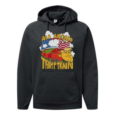 All Aboard Trump Train Performance Fleece Hoodie