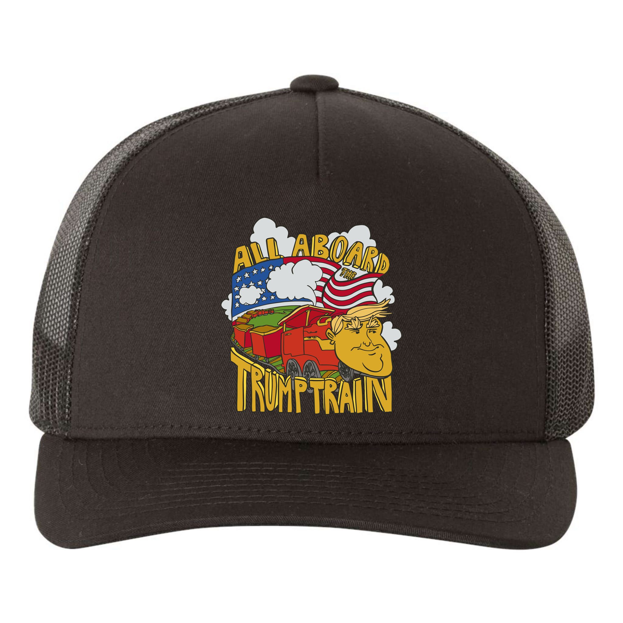 All Aboard Trump Train Yupoong Adult 5-Panel Trucker Hat