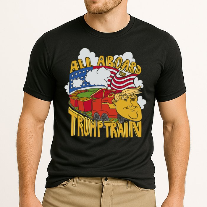 All Aboard Trump Train Cooling Performance Crew T-Shirt