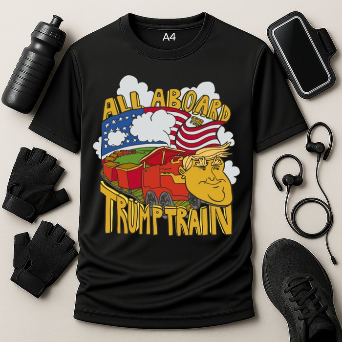All Aboard Trump Train Cooling Performance Crew T-Shirt