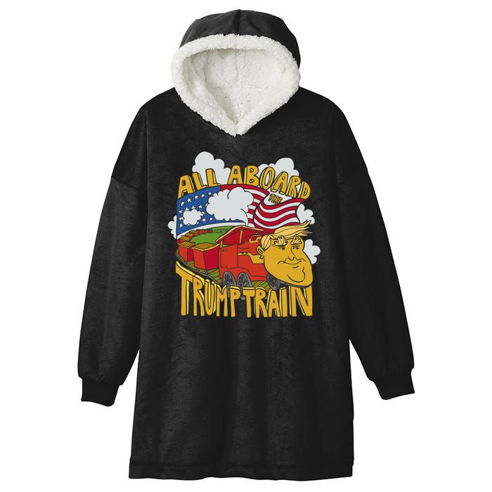 All Aboard Trump Train Hooded Wearable Blanket