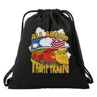 All Aboard Trump Train Drawstring Bag