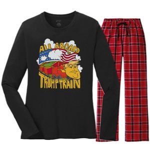 All Aboard Trump Train Women's Long Sleeve Flannel Pajama Set 