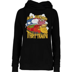 All Aboard Trump Train Womens Funnel Neck Pullover Hood