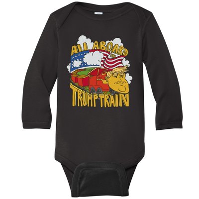 All Aboard Trump Train Baby Long Sleeve Bodysuit