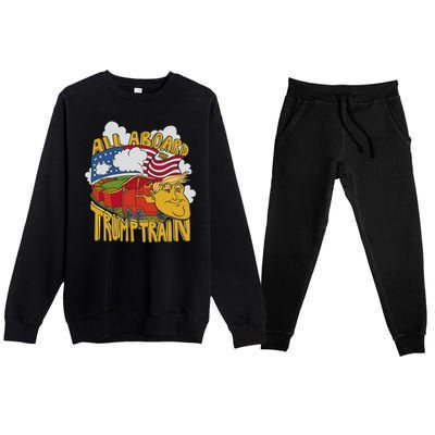 All Aboard Trump Train Premium Crewneck Sweatsuit Set