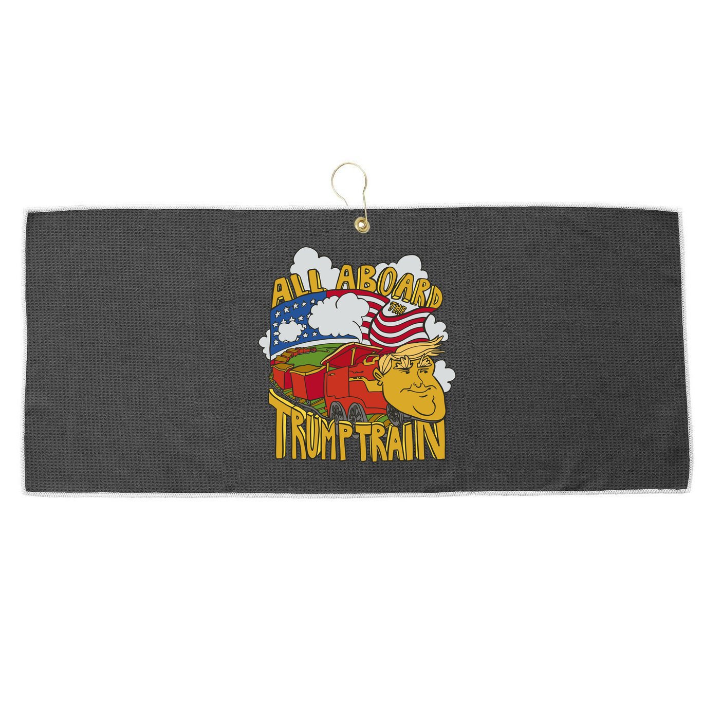 All Aboard Trump Train Large Microfiber Waffle Golf Towel
