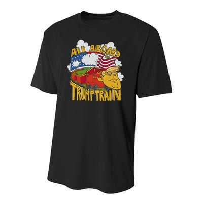 All Aboard Trump Train Youth Performance Sprint T-Shirt