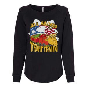 All Aboard Trump Train Womens California Wash Sweatshirt