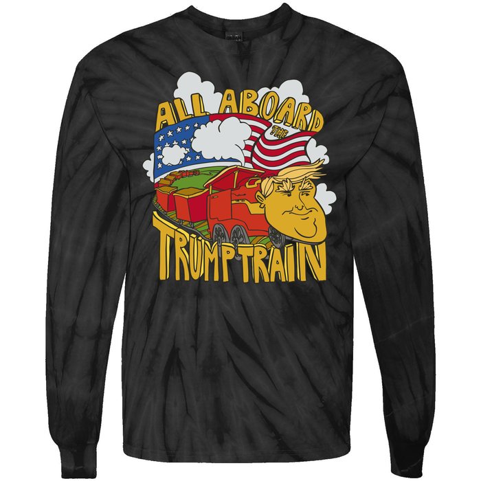 All Aboard Trump Train Tie-Dye Long Sleeve Shirt