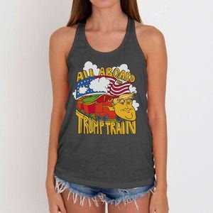 All Aboard Trump Train Women's Knotted Racerback Tank