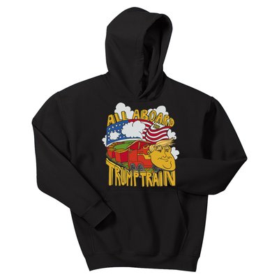 All Aboard Trump Train Kids Hoodie