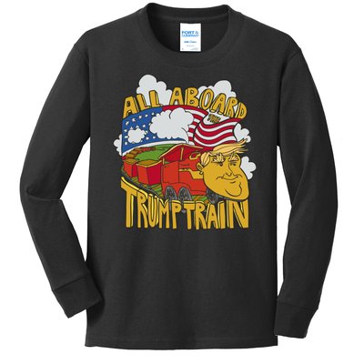 All Aboard Trump Train Kids Long Sleeve Shirt