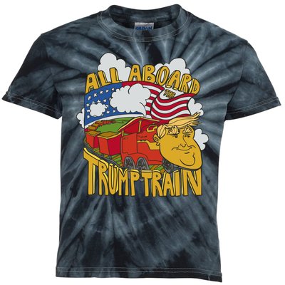 All Aboard Trump Train Kids Tie-Dye T-Shirt