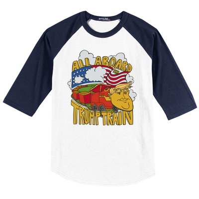 All Aboard Trump Train Baseball Sleeve Shirt