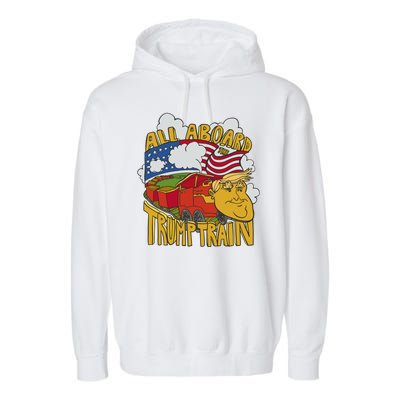 All Aboard Trump Train Garment-Dyed Fleece Hoodie