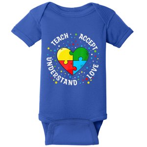 Autism Awareness Teacher Shirt Teach Accept Understand Love Baby Bodysuit