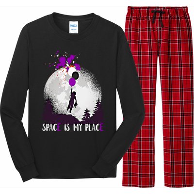 Asexual And Teddy Floating Space Is My Place Asexuality Gift Long Sleeve Pajama Set