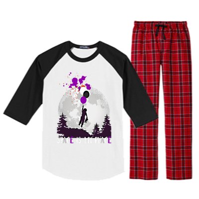 Asexual And Teddy Floating Space Is My Place Asexuality Gift Raglan Sleeve Pajama Set